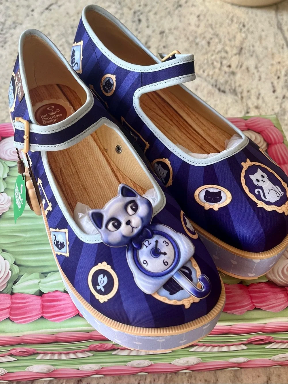 BNWT Hot Chocolate Design Purrfect Time Kitsch Kitty platform Mary Janes